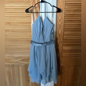 NWT VERA WANG WHITE Light Blue Backless Dress size 8